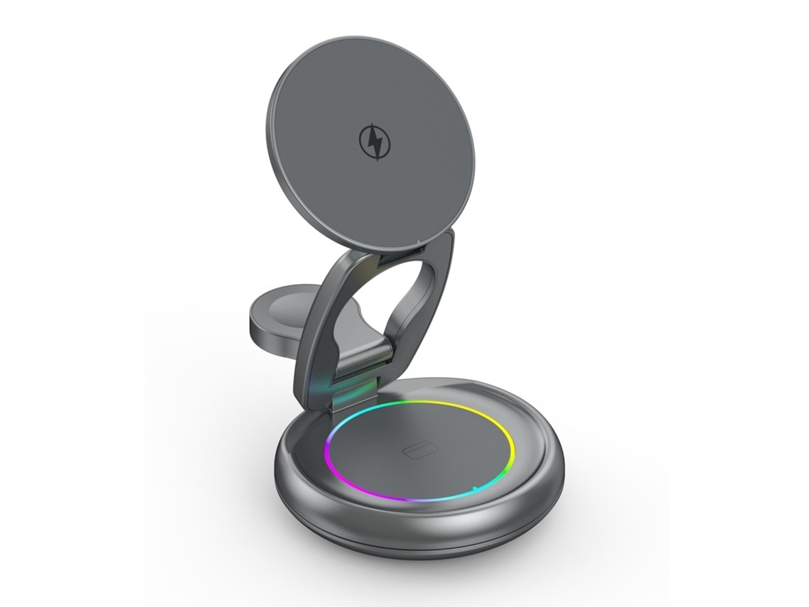 Wireless Charger For Apple, Magnetic Metal, Gray.