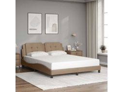 Vidaxl Estrutura De Cama Sem Colchão Zadar 160x200 Cm Couro Artificial Cappuccino