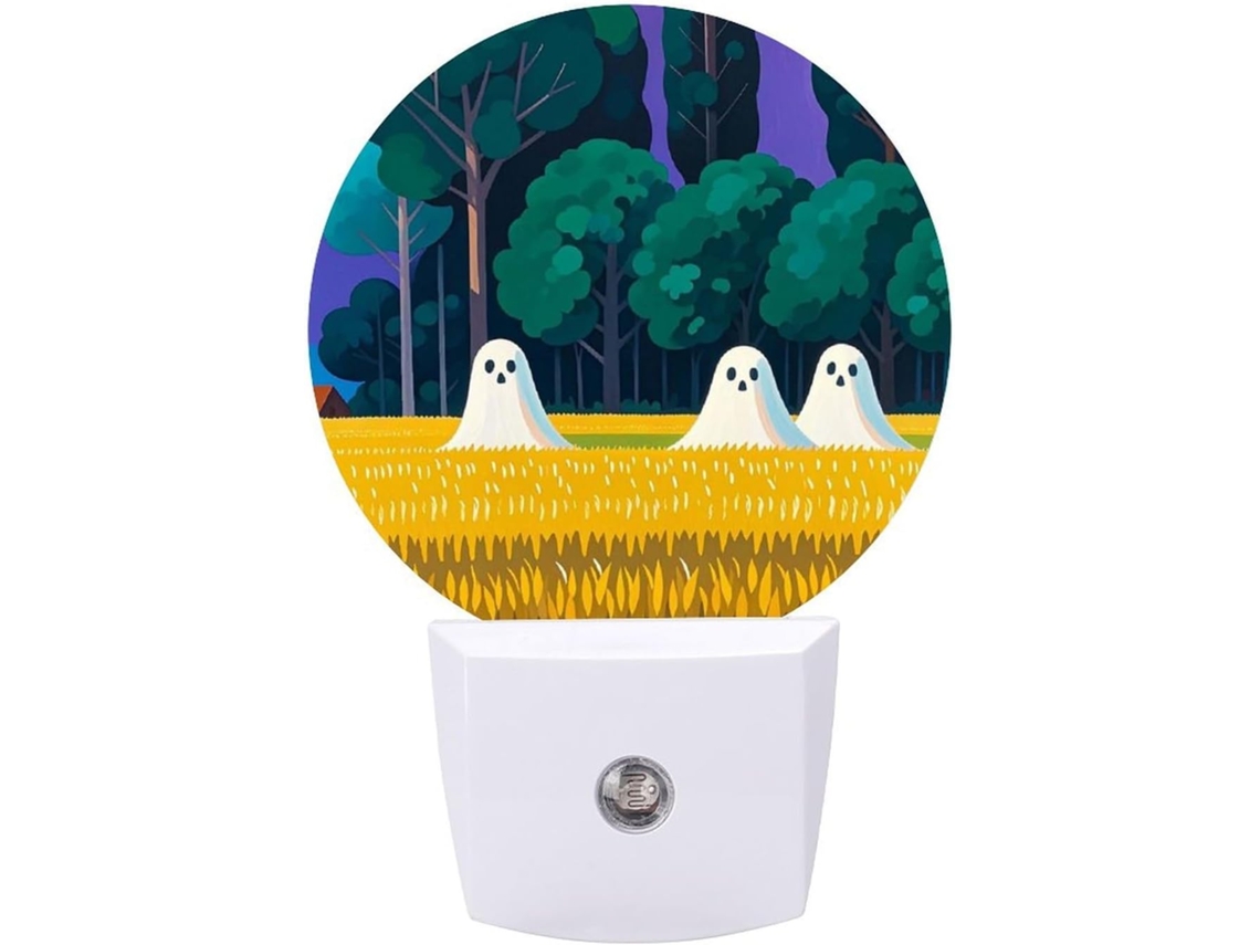 Luminária de parede noturna com plugue, luminária noturna LED divertida com estampa de pôster de fantasma e sensor de movimento.
