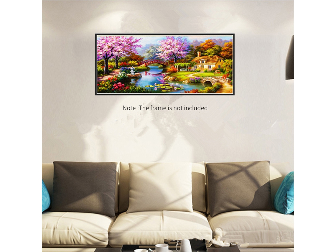 Baok-kit De Pintura Diamante 5d Diy 79x38cm Padrão Paisagem Mosaico Pedras Decoração Parede Lar