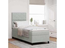 Vidaxl Cama Box Com Cabeceira Cinzento-claro 80 X 200 Cm Veludo
