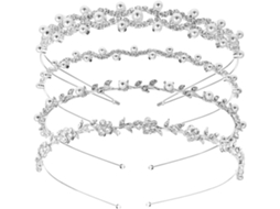 Conjunto de 4 Tiaras de Cristal para Casamento, Confortáveis E Duráveis