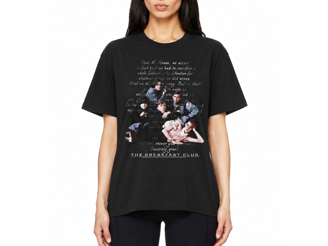 Rockinstone Breakfast Club Movie Letter Black Adult T-shirt Size:l