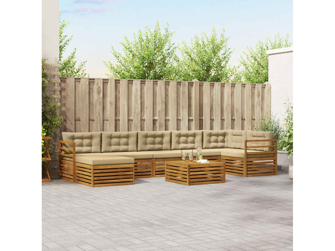 Vidaxl Conjunto De Sofás Para Exterior 8 Unid. Natural E Bege