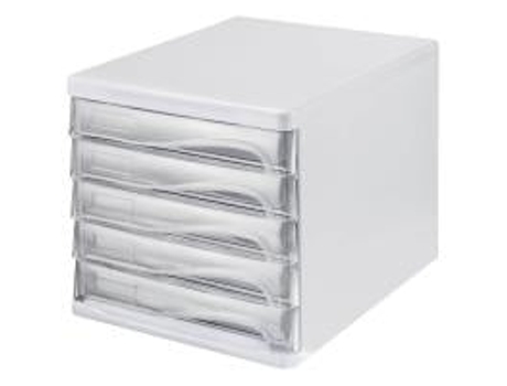 Caixa de gavetas transparente Din A4 com 5 gavetas Helit (h6129902)