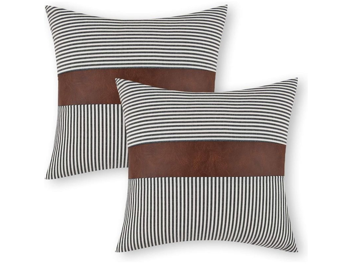 2026 funda de Almofadas Decorativas de Granja, 2 Unidades, Listras, Couro Falso, 45x45cm, para Sofá, Lar Moderno Boho