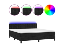 Cama Box Spring Vidaxl Preto Veludo (203x180x88)