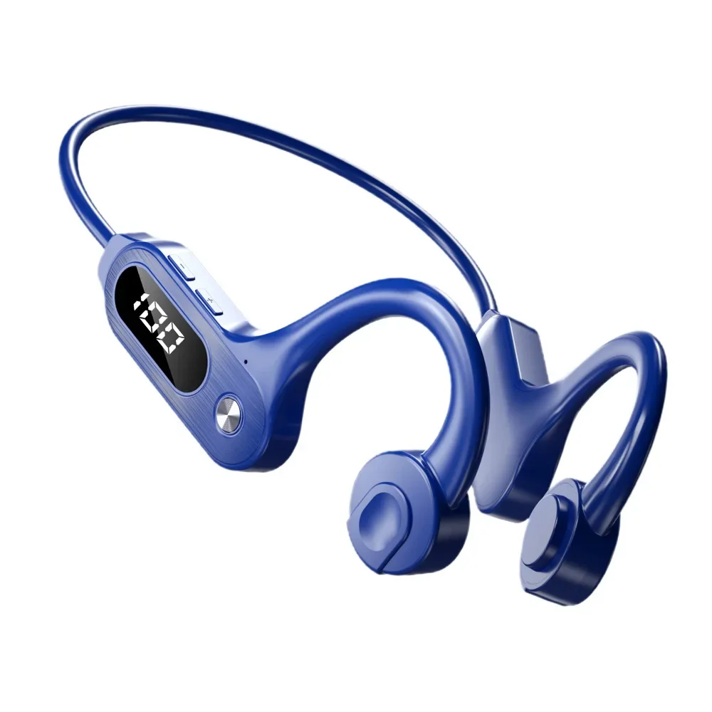 (azul) Fones De Ouvido Bluetooth 5.3 Com Condução Óssea, Design Com Gancho De Orelha, À Prova D'água Ipx5.