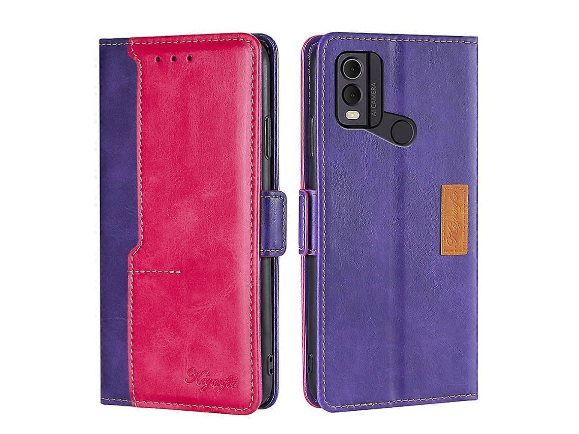 Capa De Couro Com Fivela Lateral E Contraste De Cores Para Nokia C22