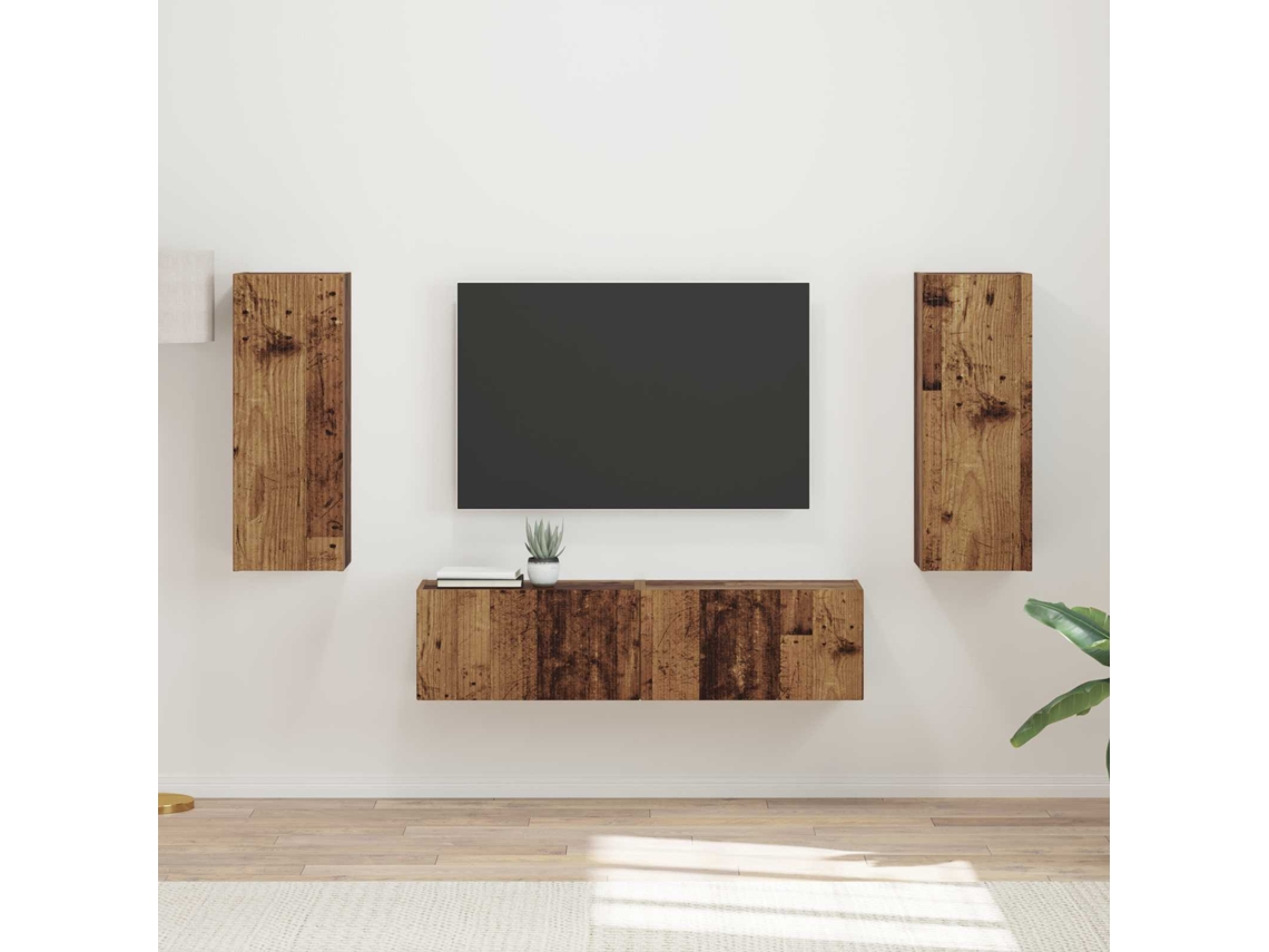 Conjunto De Móvel De Tv 2 Pcs Madeira Antiga Madeira Processada