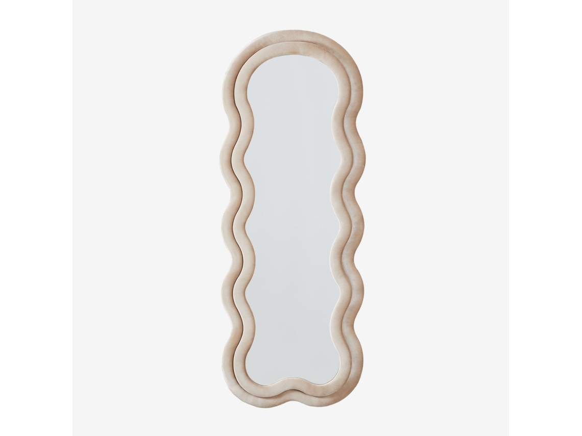 Sklum Espelho De Parede Irregular 60x160 Cm Estofado Evelyn Vidro Float  Velluto Beige