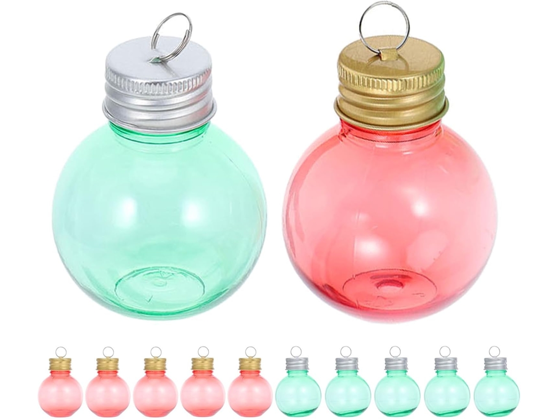 Conjunto De 12 Enfeites De Natal De Plástico Transparente De 50ml