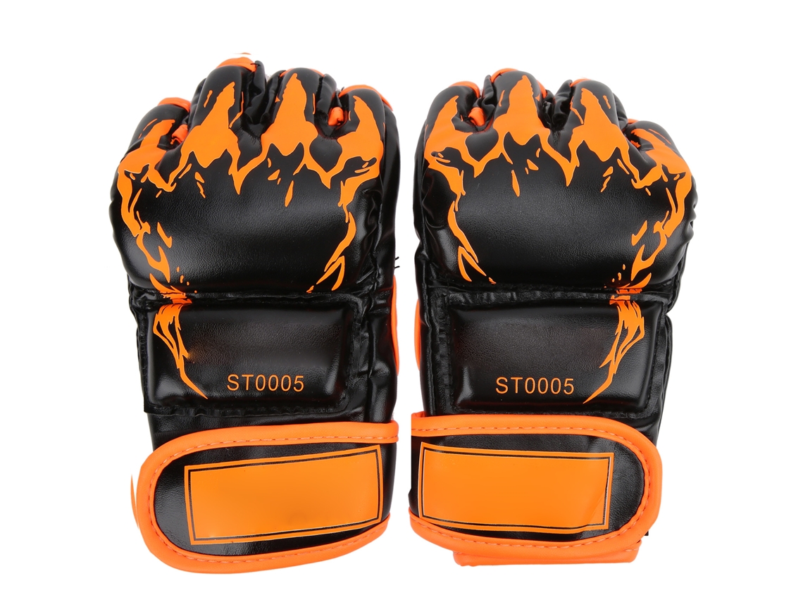 Luvas De Mma Sem Dedos De Couro Pu Para Boxe Sanda Bola De Pancada Laranja Claw Preto