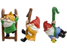 Kit de 3 Estatuetas de Gnomos de Jardim em Resina, Construção Robusta, Design Encantador Sem Rosto, Decoração em CHABERLU