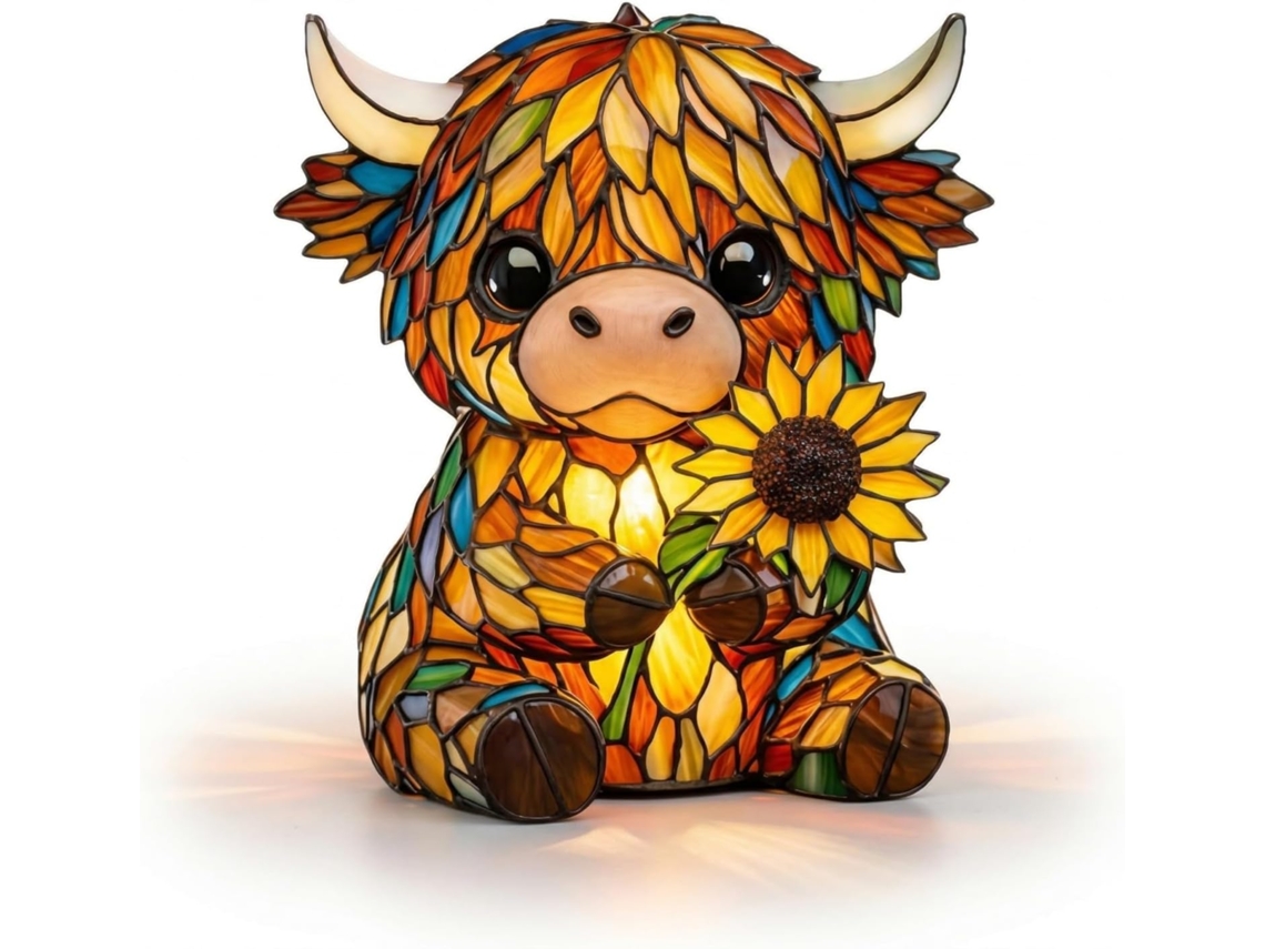 Abajur De Vaca Das Terras Altas Em Resina, Luminária Noturna 3d Gado