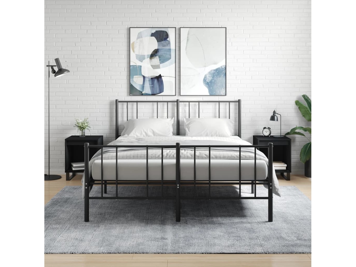 Vidaxl Mesas De Cabeceira 2pcs 40x35x50 Cm Derivados De Madeira Preto