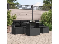 Vidaxl Conjunto De Sofá De Jardim 6 Unid. Preto