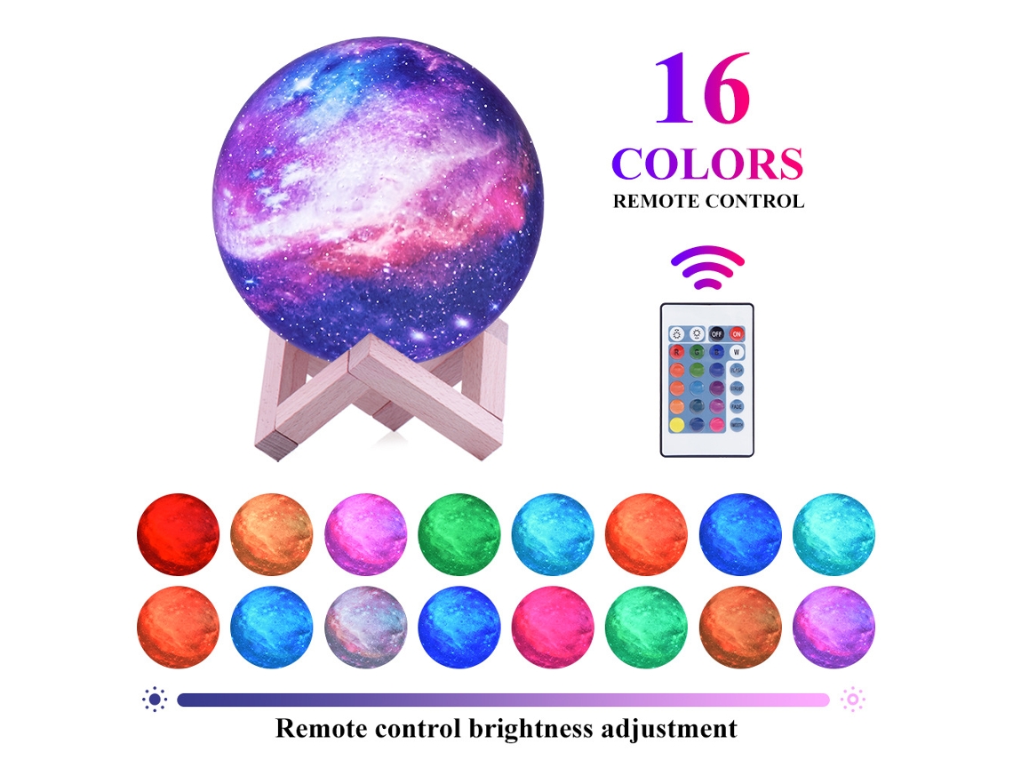 Luminária Lua/luminária Galáxia 5, 9 Polegadas com 16 Cores de Led, Efeito 3d, Luz de Lava, Controle Remoto BRILVIBERA