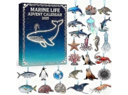 Calendário De Adviento Navideño 2025 Decoração Acrílico Estilo Completo 2d Organismos Marinos