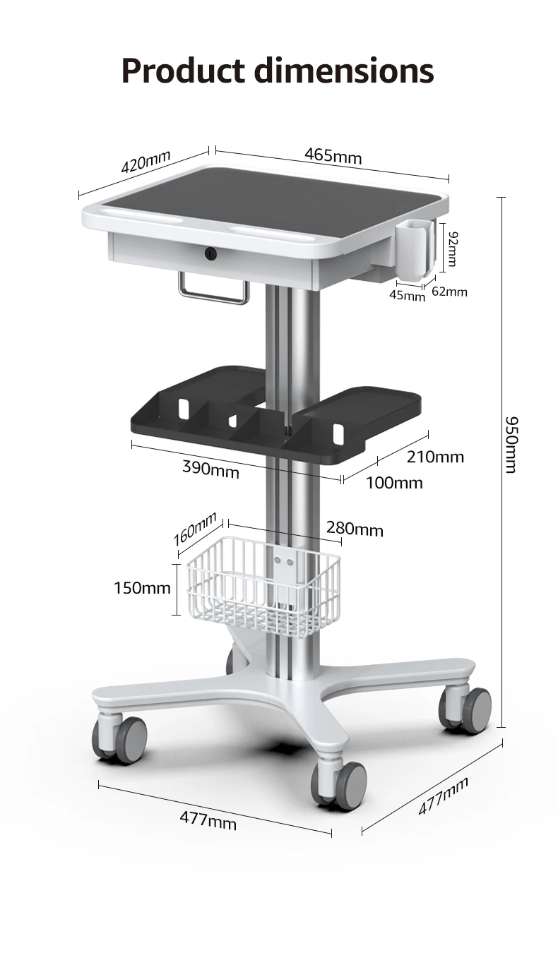 (branco) Carrinho Médico Com Rodas, Carrinho Para Clínica Odontológica