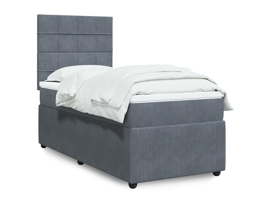 Vidaxl Cama Com Molas/colchão 80x200 Cm Veludo Cinza-escuro