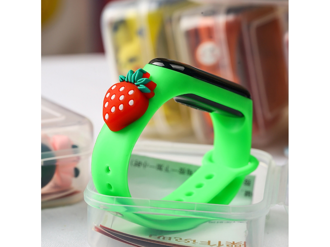 Relógio Digital Infantil Esportivo Led Impermeável Com Decoração De Morango Verde Touch Kids