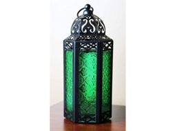 Apoio para Vela Decorativo Nova Line Marroquino em Vidro Verde, Médio, para Halloween e Natal