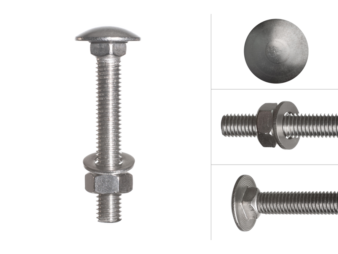 Parafuso Cabeça Redonda de Aço Inox M8 X 55 Mm 50 Peças WOVAR