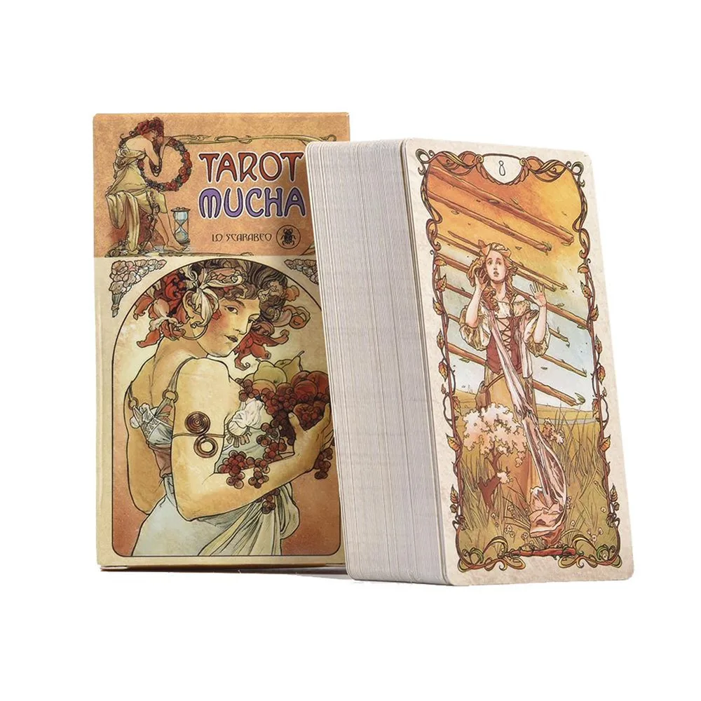 Jogo de Tarot Mucha, Jogo de Cartas de Adivinhação com Tabuleiro. MDUG