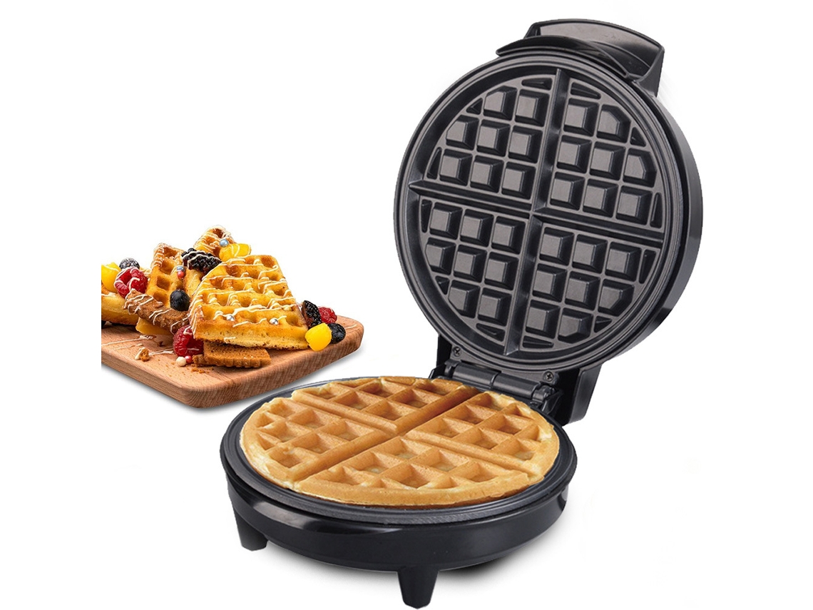 Mini Máquina De Waffles Elétrica, Superfície Antiaderente, Vermelha