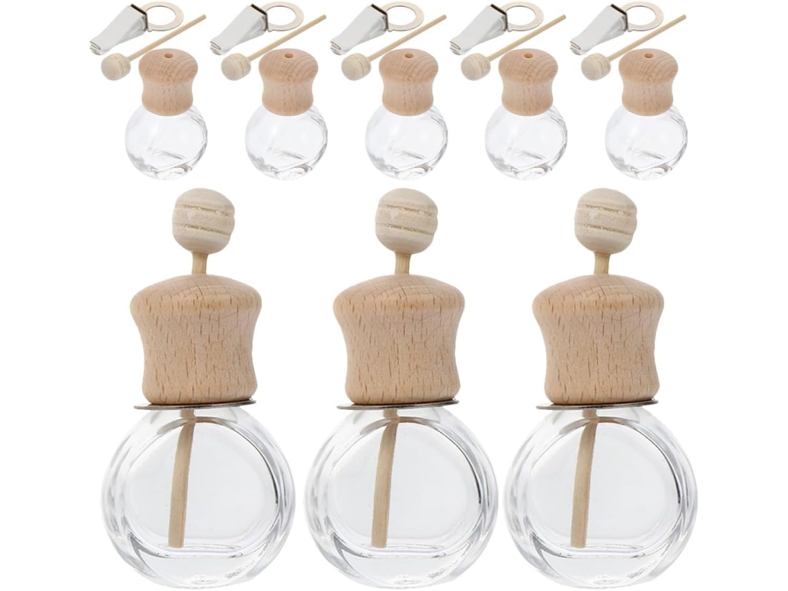 Difusor De Fragrâncias Para Saída De Ar Do Carro, 8 Peças, Vidro E Madeira, 10ml
