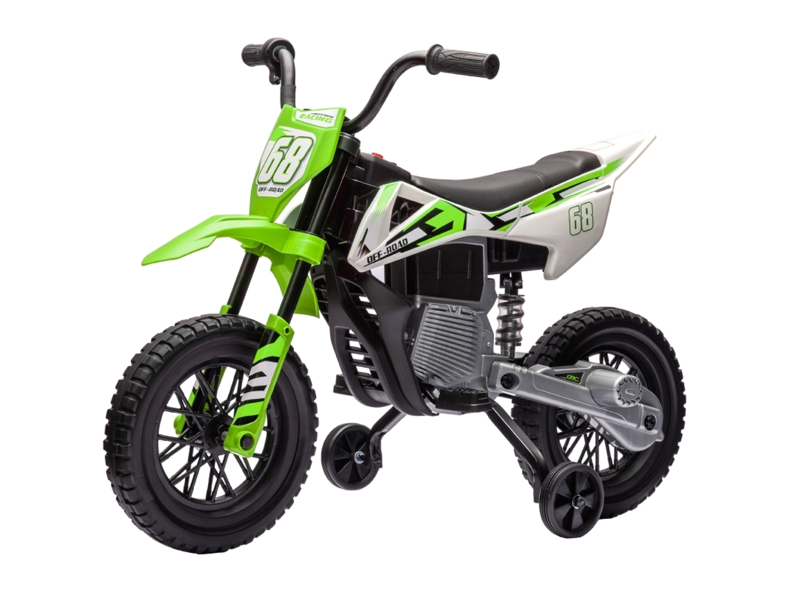 Moto Elétrica Infantil Verde 12v, 3-6a, Rodinhas. Cs