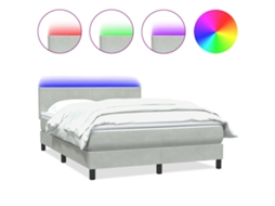 Cama Box Spring com Colchão e Led Cinzento Claro Veludo MAISON EXCLUSIVE (160x210 cm)
