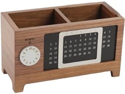 Calendário De Madeira, Porta Canetas, Organizador De Mesa Multifuncional, Caixa Para Guardar Lápis. Gokoco
