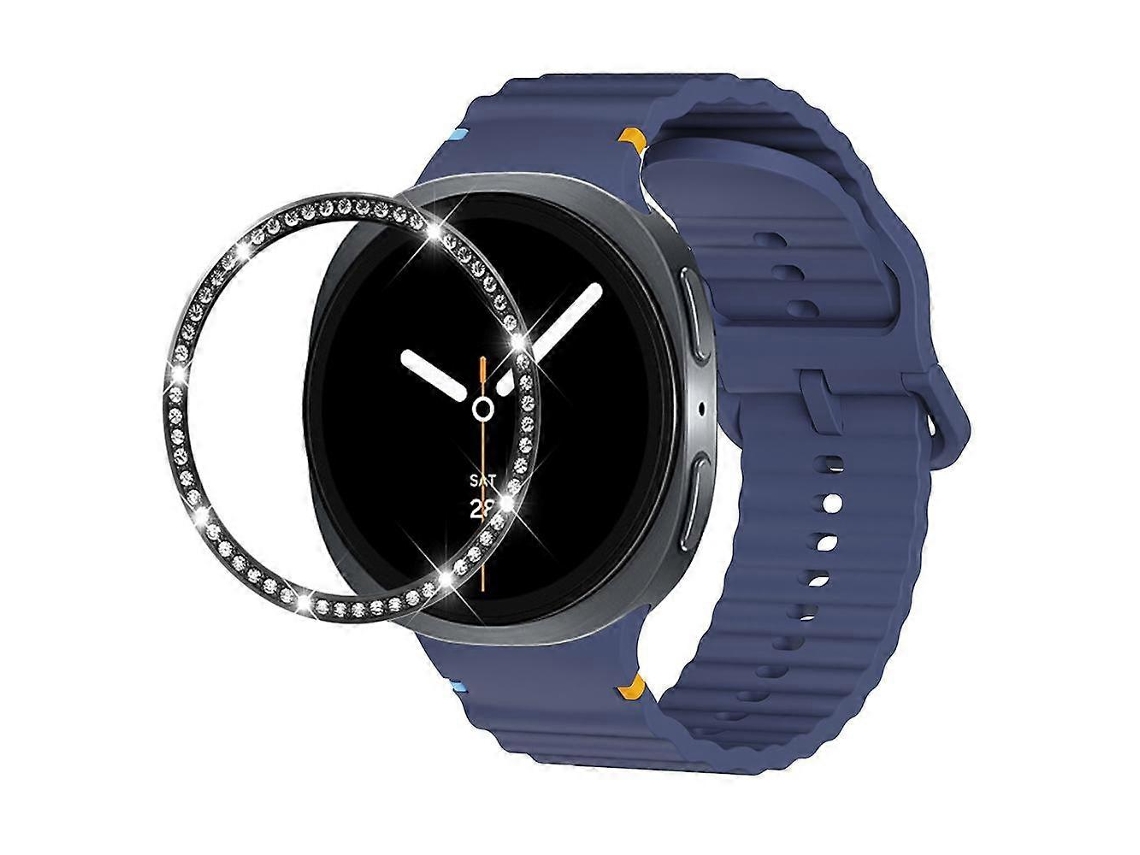 Pulseira De Silicone Com Bisel De Diamantes E Fivela Com Costura Ondulada.