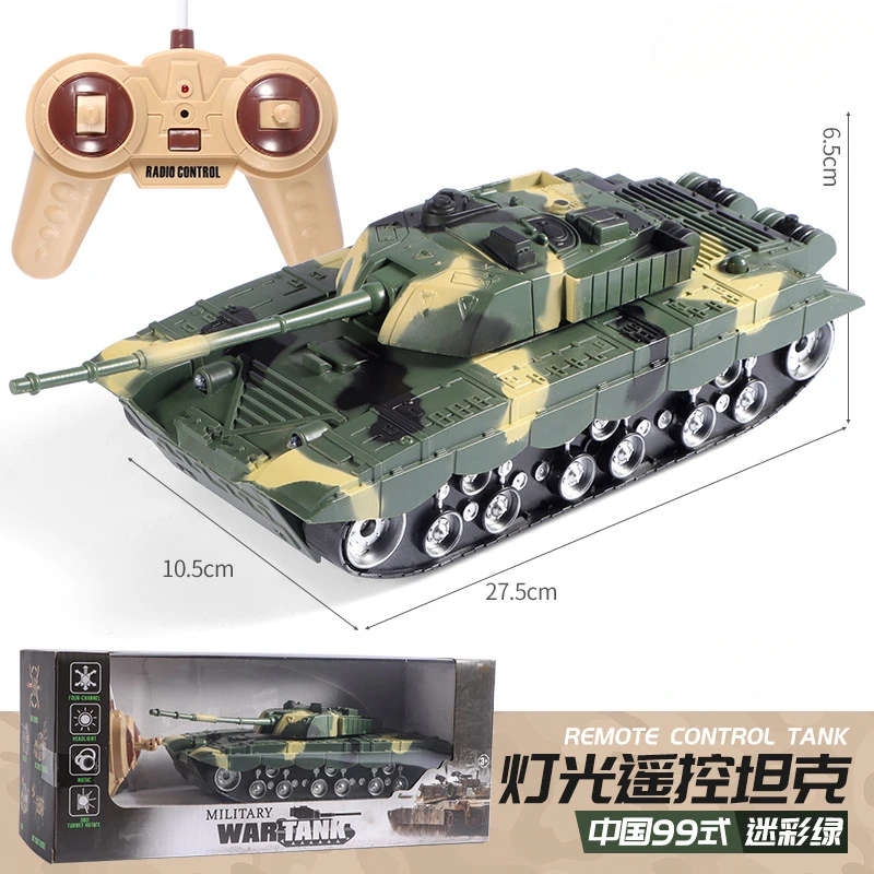 Tanque de controle remoto com efeitos sonoros de LED, brinquedo de carro militar de controle remoto