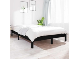 Vidaxl Estrutura De Cama 120x200 Cm Pinho Maciço Preto