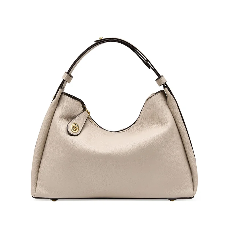 (2106-bege) Bolsa De Ombro Feminina Em Couro Genuíno, Estilo De Designer De Luxo, Bolsa Feminina Multifuncional