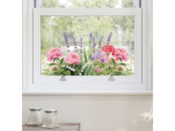 Adesivos Estáticos Para Janelas Com Borda Floral Mista, Adesivos Anticolisão Para Vidro, Decoração De Peitoril De Janela.