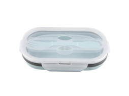 Lancheira de Silicone S/MARCA, Dobrável, Portátil, 800ml, com Colher