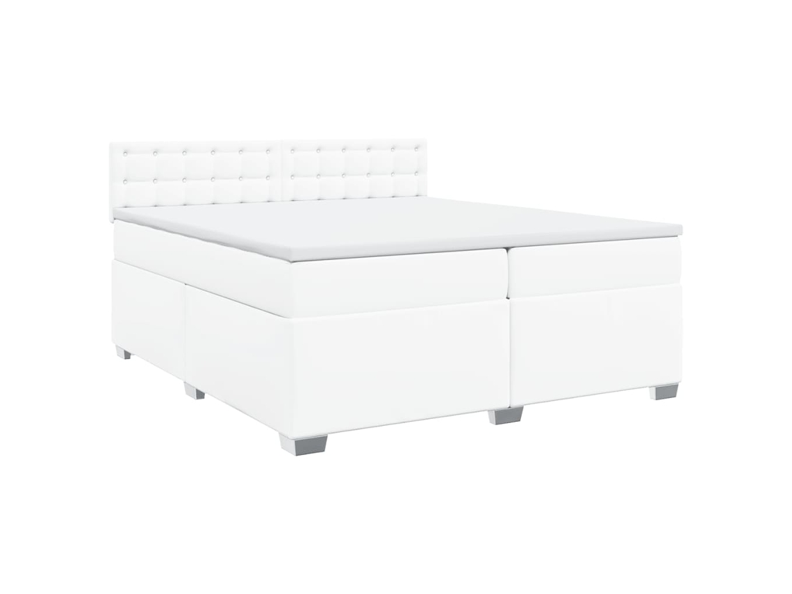 Cama com Molas Couro Artificial Branco MAISON EXCLUSIVE 200x200 cm