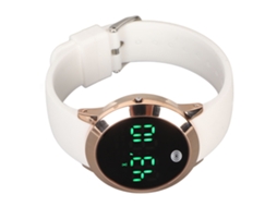 Relógio Digital Impermeável Multifuncional Touch Screen Cronômetro Corrente Silicone Ouro Branco