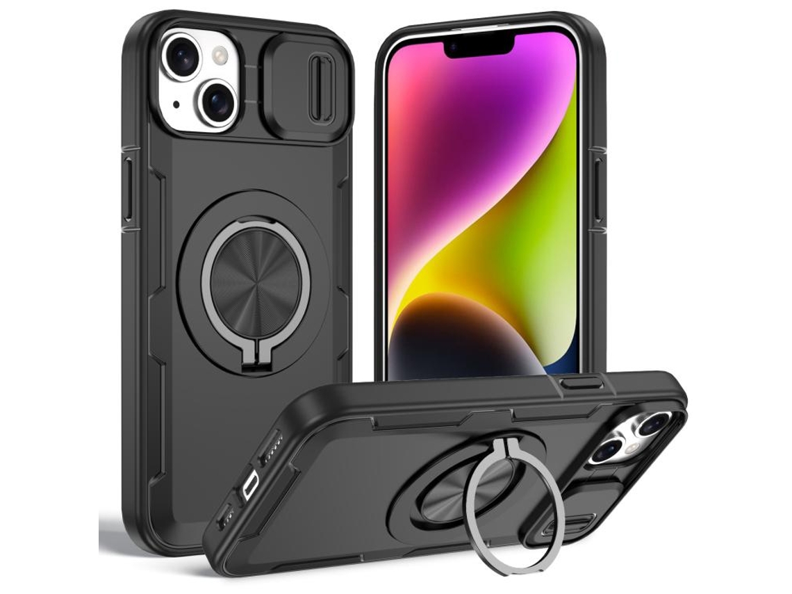 Capa Zruxe Compativel Com Iphone 14 Plus (magsafe - Suporte Giratorio -preta)