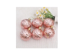 Bola De Natal Colorida, Flor De Quatro Folhas Rosa Dourado De 6cm Igvtrade