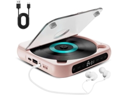 Leitor Cd Portátil E Compacto Com Transmissão Sem Fio – Reprodutor De Música Alimentado Por Bateria Para