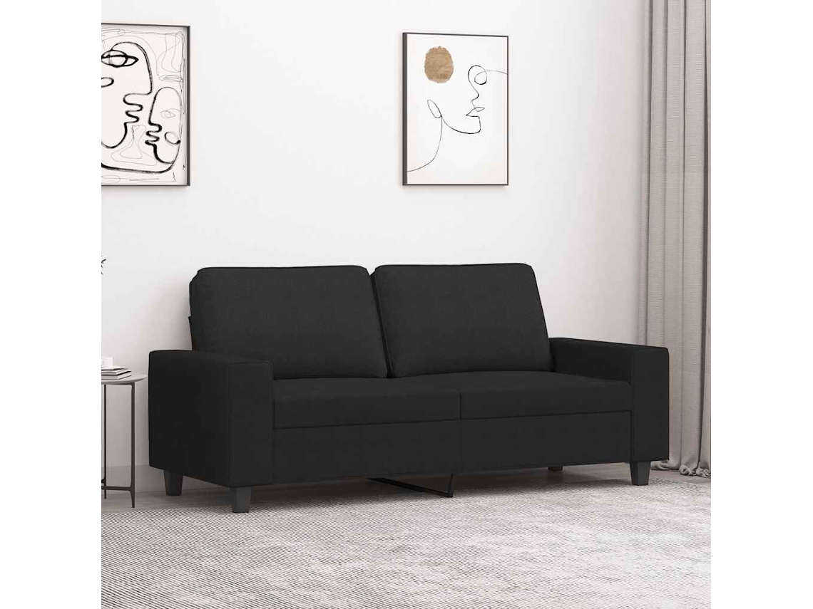 Vidaxl Sofá De 2 Lugares Tecido 140 Cm Preto