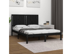 Vidaxl Estrutura De Cama 140x190 Cm Madeira De Pinho Maciça Preto