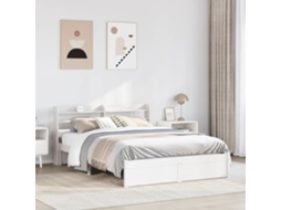 Estrutura De Cama C/ Cabeceira Sem Colchão 140x190 Cm Branco