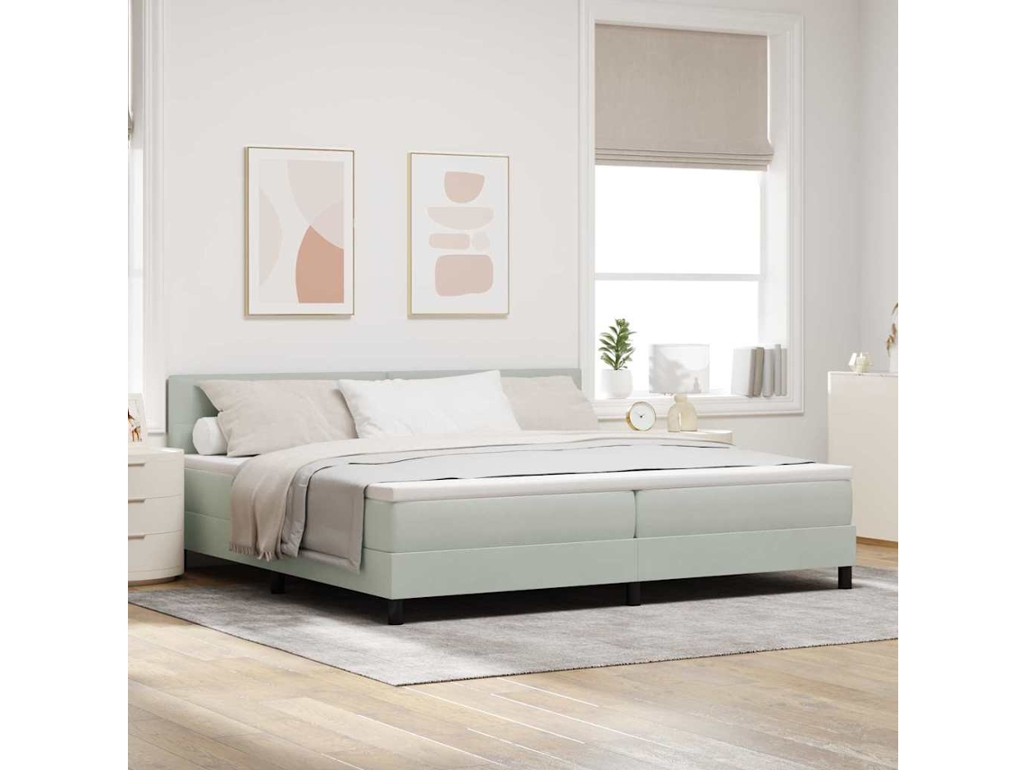 Vidaxl Cama Box com Cabeceira Cinzento claro 200 X 200 Cm Veludo