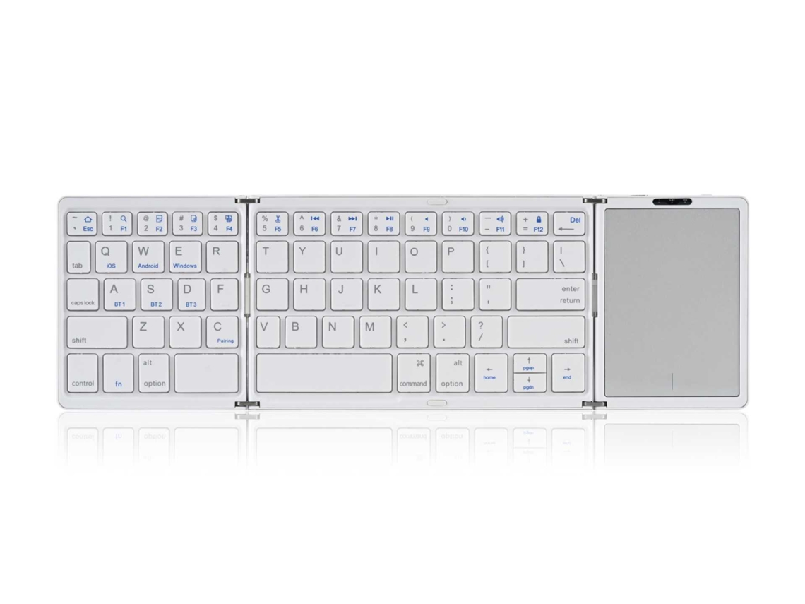 Teclado Bluetooth Dobrável Triplo com Touchpad, Design Magnético, Bateria de Longa Duração, Cor Prata Espacial YANYXR
